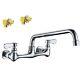 Commercial Kitchen Sink Faucet 8 Inch Center with 8 Swivel Spout 2 Handles B