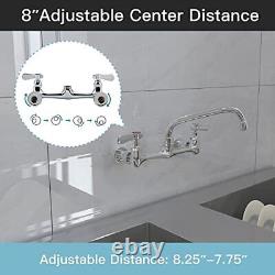 Commercial Kitchen Sink Faucet 8 Inch Center with 8 Swivel Spout 2 Handles B