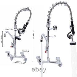 Commercial Kitchen Sink Faucet Mixer 360 Rotatable Faucet Wall Mount Silver