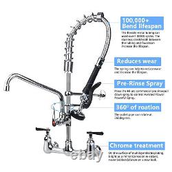 Commercial Kitchen Sink Faucet Pre-Rinse Pull Down Sprayer Wall Mounted Chrome