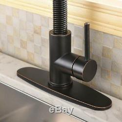 Commercial Kitchen Sink Faucet Pull Down Sprayer Mixer Tap With Cover Matt Black