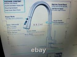 Commercial Kitchen Sink Faucet Pull Out Sprayer Mixer Tap Brushed Nickel&Cover