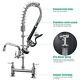Commercial Kitchen Sink Faucet with Pre-Rinse Sprayer 2Hole 8 Center Deck Mount
