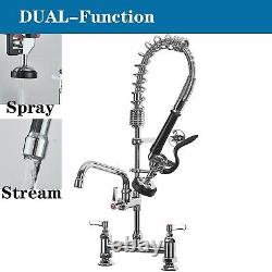 Commercial Pre-Rinse Kitchen Brass Tap Constructed Chrome with Pull Down Sprayer