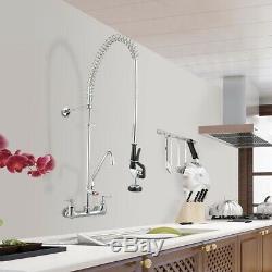 Commercial Pre-Rinse Sink Faucet Kitchen 12" Add-On Mixer Tap Pull Down Sprayer 