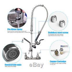 Commercial Pre-Rinse Sink Faucet Kitchen Pull Down Sprayer 12 Add-On Mixer Tap