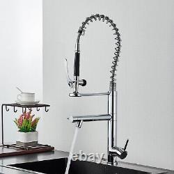 Commercial Pull Down Kitchen Faucet High pressure Sprayer Swivel Mixer Chrome