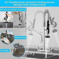 Commercial Sink Faucet Pre-Rinse Sprayer 25inch Height Kitchen Faucet Wall Mount