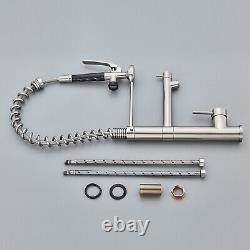 Commercial Spring Kitchen Faucet with Pull Down Sprayer Mixer Tap Brushed Nickel