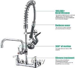 Commercial Wall Mount Kitchen Sink Faucets 8 Center Pre-Rinse Device 25 Height