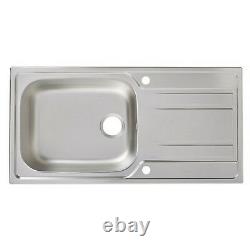 Cooke & Lewis Lyell 1 bowl Linen Finish Stainless steel Sink & drainer