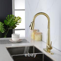 Copper Kitchen Faucet Pull Out Sprayer Sink Mixer Tap Gold Finish