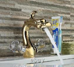 Crystal Dual Handles Basin Sink Faucet Mixer Bathroom Tap Brass Single Hole S55