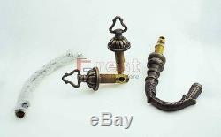Deck Mounted Two Lever Brass Bathroom Antique Sink Basin Faucet Mixer Faucet tap