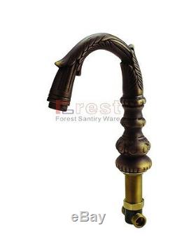 Deck Mounted Two Lever Brass Bathroom Antique Sink Basin Faucet Mixer Faucet tap