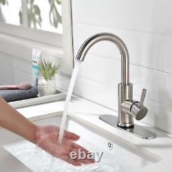 Deck-Mounted Waterfall Spout Bathroom Faucet Sink Mixer Tap