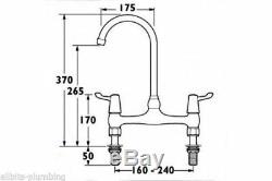 Deva Dlt305b Kitchen Sink Mixer Tap Utility Commercial 3 Lever 1/4 Turn Taps