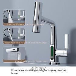 Digital Display Pull Out Basin Faucet Hot/Cold Sink Tap Bathroom Mixer Faucet
