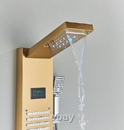 ELLO&ALLO Gold Shower Panel Tower LED Shower System Massage Body Jets Mixer Tap