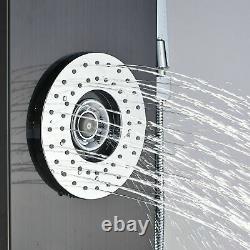 ELLO&ALLO Oil Rubbed Bronze LED Shower Panel Rain&Waterfall Tower Tub Tap Mix