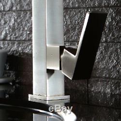 ENKI KT033 Square Designer Brushed & Black Pull Out Kitchen Sink Mixer Tap Brass