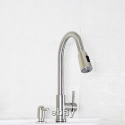 Elmont Pull Down Sprayer Mixer Tap Kitchen Sink Faucet with Soap Dispenser Nicke