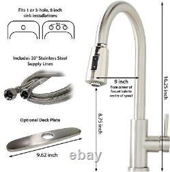 Elmont Pull Down Sprayer Mixer Tap Kitchen Sink Faucet with Soap Dispenser Nicke