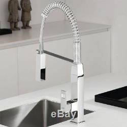 Eurocube Kitchen Sink Single-Lever Spring Mixer Stylish Tap in Chrome Coating
