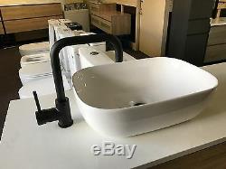 FOSCA Round Squareneck Matte Black High Swivel Vessel Laundry Kitchen Sink Mixer