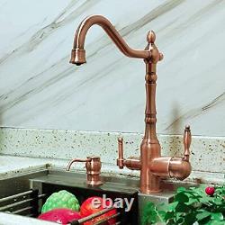 Farmhouse 3 Way Kitchen Faucet 3-in-1 Filtered Water Sink Mixer Antique Copper