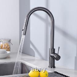 Faucet Kitchen Sink Pull Down Sprayer Single Hole Mixer Tap Bronze Brass Modern