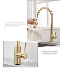 Faucet Kitchen Sink Sprayer Pull Tap Mixer Down Swivel Handle Gold Color Single
