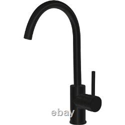 Fienza Hustle Gooseneck Kitchen Sink Mixer Matte Black Pin Lever 225105B