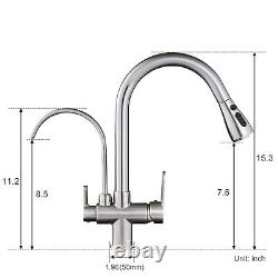 Filter Kitchen Faucet with Drinking Water Faucet, High Arc Pull Down 3-Way Ki