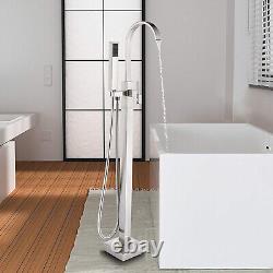 Floor Mount Bathtub Shower Faucet Waterfall Free Standing Tub Mixer Tap Handheld