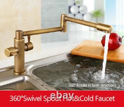 Folding Faucet Antique Brass Kitchen Sink Mixer 360°H&C Swive Laundry Tap US