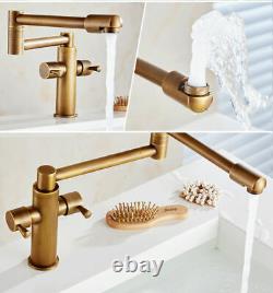 Folding Faucet Antique Brass Kitchen Sink Mixer 360°H&C Swive Laundry Tap US