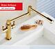 Folding Faucet Gold Brass Kitchen Sink Mixer 360° H&C Swivel Laundry Tap US