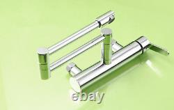 Folding Kitchen Sink Faucet Mixer Tap Chrome Brass Wall Mounted Swivel Spout