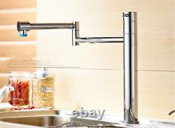 Folding Mixer Tap Chrome Brass Kitchen Sink Faucet Swivel Spout Single Handles