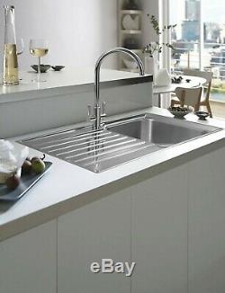 Franke Ascona Twin Lever Sink Mounted Mono Mixer Kitchen Tap Chrome Effect -new