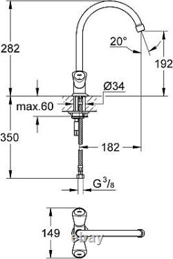 GROHE 31819001 Costa S Kitchen Sink Mixer Tap Polished Chrome Dual Handle