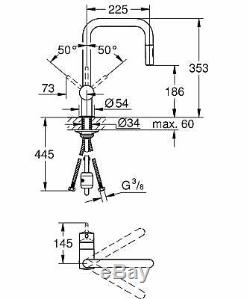 GROHE 32322002 Minta Single-lever Sink Mixer Tap, Pull-out Dual Spray New