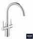 GROHE Ambi Monobloc Two Handle Kitchen Sink Mixer Tap Silver