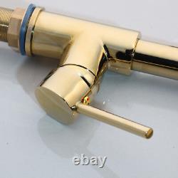 Gold 360° Swivel Kitchen Faucet Spout Deck Mounted Double Handles Sink Mixer Tap