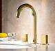 Gold Brass Unique Bathroom Kitchen Sink Faucets Hot&Cold Mixer Tap 2 Handles New