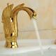 Gold Color Brass Swan Shape Bathroom Sink Faucet Lavatory Tub Mixer Tap Pgf009
