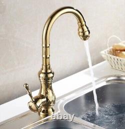 Gold Color Brass Swivel Bathroom Kitchen Bar Vessel Sink Faucet Mixer Tap ssf068