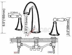 Gold Color Brass Widespread Bathroom Faucet 3 Holes Basin Sink Mixer Tap Kxz105