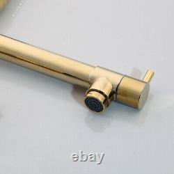 Gold Kitchen Faucet Pull Down&Swivel Spout One Hole Brass Deck Mounted Mixer Tap